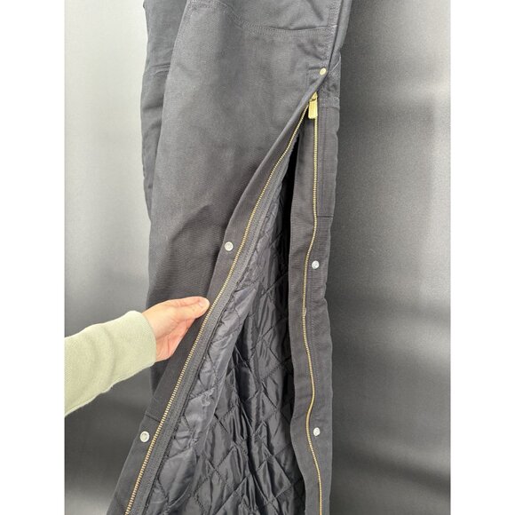 Carhartt Mens Loose Fit Firm Duck Insulated Bib Overalls L Short Black Workwear - Picture 7 of 9